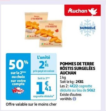 Auchan POMMES DE TERRE RÖSTIS SURGELÉES AUCHAN offre