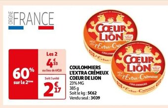 Auchan COULOMMIERS L'EXTRA CRÉMEUX COEUR DE LION offre