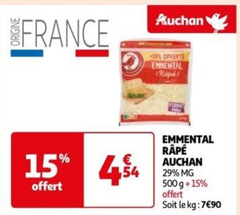 Auchan EMMENTAL RÂPÉ AUCHAN offre