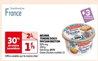 Auchan BEURRE TENDRE DOUX PAYSAN BRETON offre