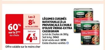 Auchan LÉGUMES CUISINÉS RATATOUILLE À LA PROVENÇALE À L'HUILE D'OLIVE VIERGE-EXTRA CASSEGRAIN offre