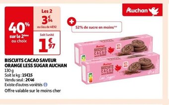 Auchan BISCUITS CACAO SAVEUR ORANGE LESS SUGAR AUCHAN offre