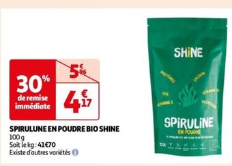 Auchan SPIRULUNE EN POUDRE BIO SHINE offre