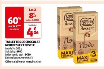 Auchan TABLETTES DE CHOCOLAT NOIR DESSERT NESTLE offre