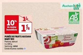 Auchan PURÉE DE FRUITS AUCHAN BABY BIO offre