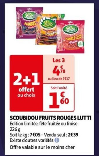 Auchan SCOUBIDOU FRUITS ROUGES LUTTI offre