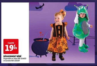 Auchan DÉGUISEMENT BÉBÉ Disponible en Alien Réf. 614650 et Sorcière Réf. 103539 offre