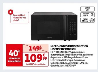 Auchan MICRO-ONDES MONOFONCTION HISENSE H29MOBS9H offre