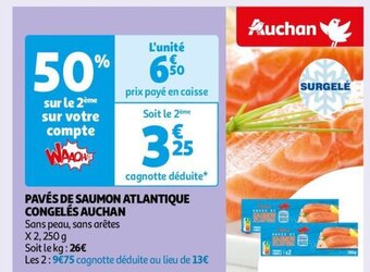 Auchan PAVÉS DE SAUMON ATLANTIQUE CONGELÉS AUCHAN offre