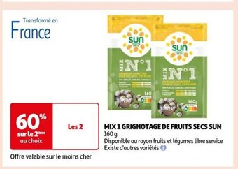 Auchan MIX 1 GRIGNOTAGE DE FRUITS SECS SUN offre