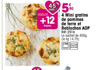 Croque Gel 4 Mini gratins de pommes de terre et Reblochon AOP offre