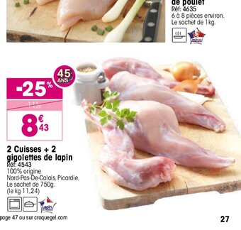 Croque Gel 2 Cuisses + 2 gigolettes de lapin offre