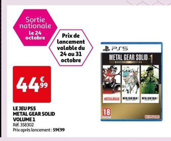 Auchan LE JEU PS5 METAL GEAR SOLID VOLUME offre