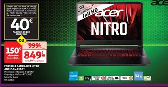 Auchan PORTABLE GAMER ACER NITRO AN517-54-53A2(¹) offre