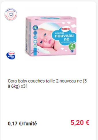 Cora baby couches taille 2 nouveau ne (3 à 6kg) x31