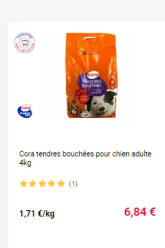 Cora x Carrefour Cora tendres bouchées pour chien adulte 4kg offre