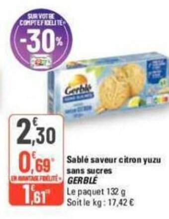 G20 Sable Saveur Citron Yuzu Sans Sucres Gerble offre