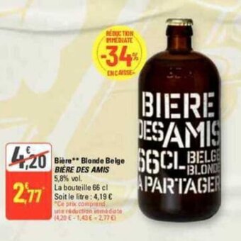 G20 Bière Blonde Belge BIERE DES AMIS 5,8% vol. offre