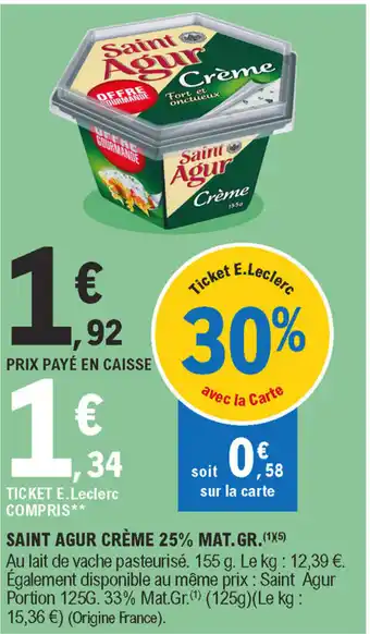 E.Leclerc Saint agur crème offre