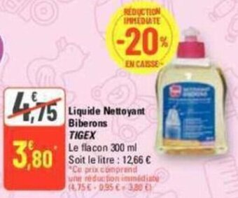 G20 Liquide Nettoyant Biberons TIGEX offre