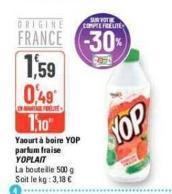 G20 Yaourt à boire YOP parfum fraise YOPLAIT offre