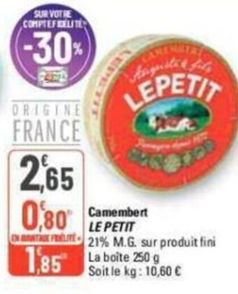G20 Camembert LE PETIT offre