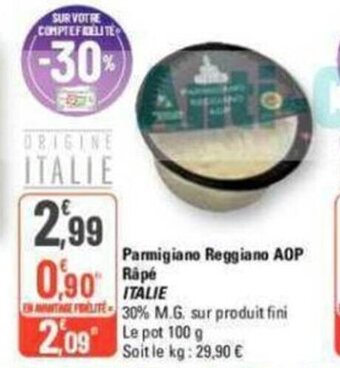 G20 Parmigiano Reggiano AOP Rape Italie offre