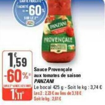 G20 Sauce Provençale aux tomates de saison offre