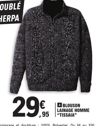E.Leclerc 4 BLOUSON LAINAGE HOMME "TISSAIA" offre
