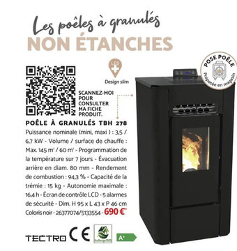 Bricomarché POÊLE À GRANULÉS TBH 278 offre