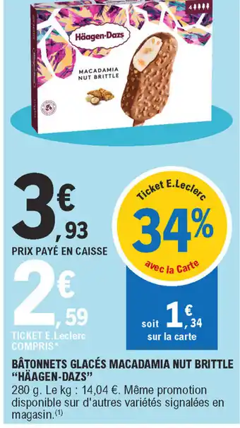 E.Leclerc Bâtonnets glacés macadamia nut brittle offre