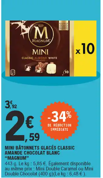 E.Leclerc Mini bâtonnets glacés classic amande chocolat blanc offre