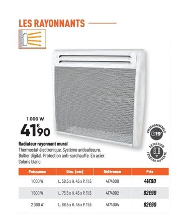 Bricorama Radiateur rayonnant mural offre