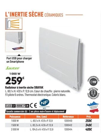 Bricorama Radiateur à inertie sèche SIBAYAK offre