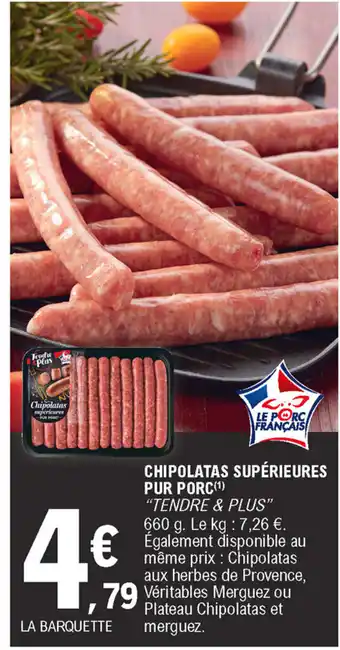 E.Leclerc Chipolatas Supérieures Pur Porc offre