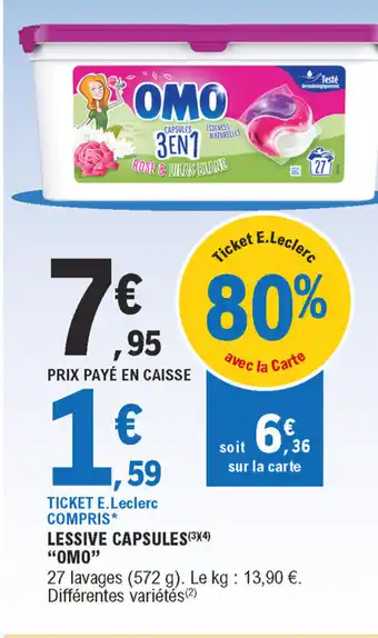 E.Leclerc Lessive Capsules Omo offre