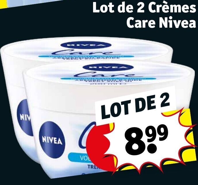 Promo Lot de 2 Crèmes Care Nivea chez Kruidvat