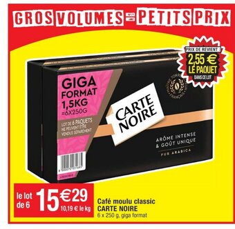 Cora x Carrefour Café moulu classic 10,19 € le kg CARTE NOIRE offre