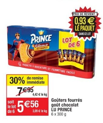 Cora x Carrefour Goûters fourrés goût chocolat LU PRINCE 6 x 300 g offre