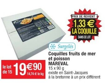 Cora x Carrefour Coquilles fruits de mer et poisson MAREVAL offre