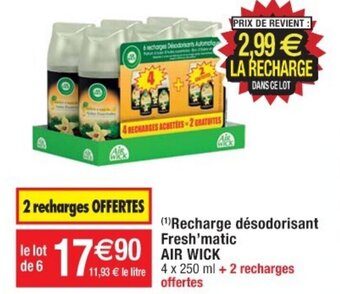 Cora x Carrefour Recharge désodorisant Fresh'matic AIR WI2 recharges OFFERTES offre