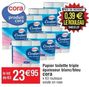 Cora x Carrefour Papier toilette triple épaisseur blanc/bleu cora offre