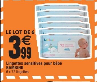 Cora x Carrefour Lingettes sensitives pour bébé BAMBINII offre
