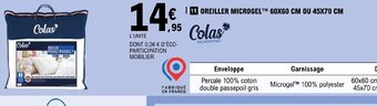 E.Leclerc OREILLER MICROGEL™M 60X60 CM OU 45X70 CM offre