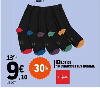 E.Leclerc LOT DE 10 CHAUSSETTES HOMME offre