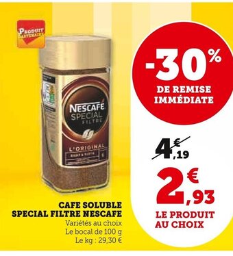 Super U CAFE SOLUBLE SPECIAL FILTRE NESCAFE offre