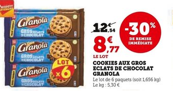 Super U COOKIES AUX GROS ECLATS DE CHOCOLAT GRANOLA offre