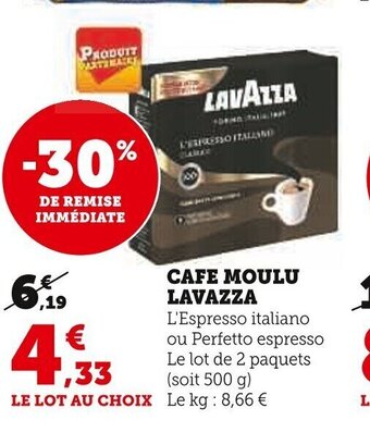Super U CAFE MOULU LAVAZZA offre