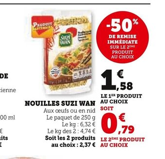 Super U NOUILLES SUZI WAN offre