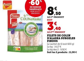 Super U FILETS DE COLIN D'ALASKA SURGELES FINDUS offre